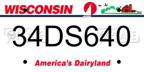 34DS640 Wisconsin License Plate