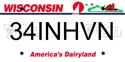 34INHVN Wisconsin License Plate