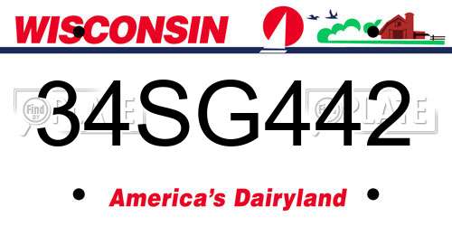 34SG442 Wisconsin License Plate