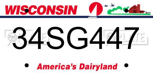 34SG447 Wisconsin License Plate