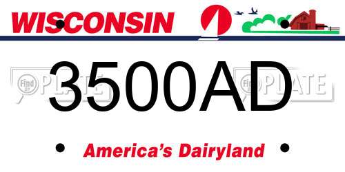 3500AD Wisconsin License Plate