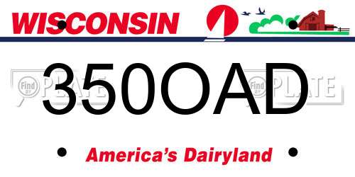 350OAD Wisconsin License Plate