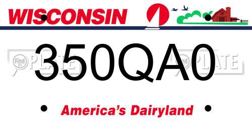 350QA0 Wisconsin License Plate