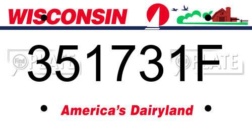351731F Wisconsin License Plate
