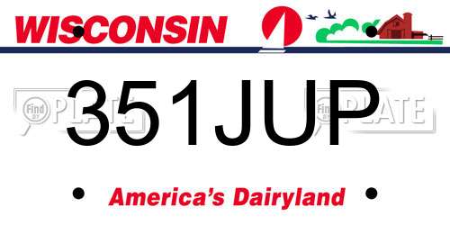 351JUP Wisconsin License Plate
