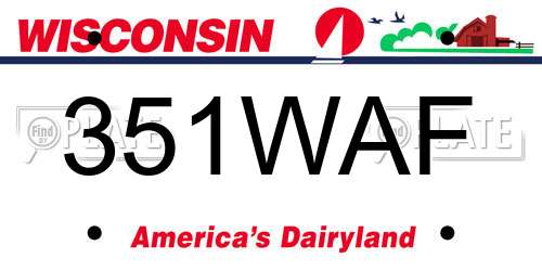 351WAF Wisconsin License Plate