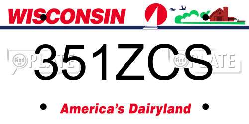 351ZCS Wisconsin License Plate