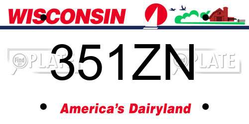 351ZN Wisconsin License Plate