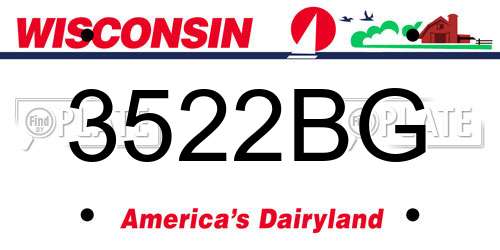 3522BG Wisconsin License Plate
