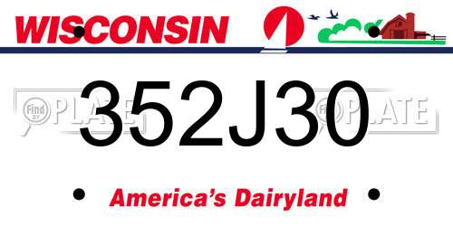 352J30 Wisconsin License Plate