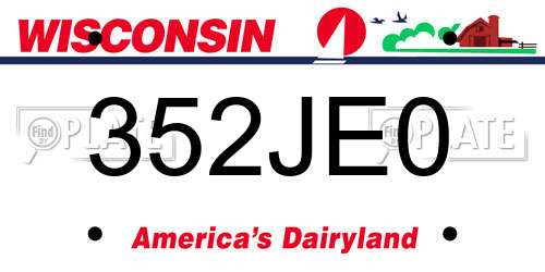 352JE0 Wisconsin License Plate
