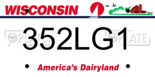 352LG1 Wisconsin License Plate