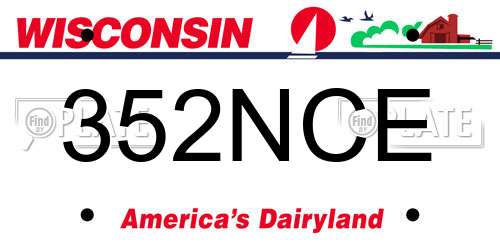 352NCE Wisconsin License Plate