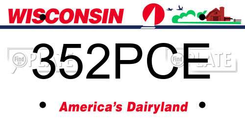 352PCE Wisconsin License Plate