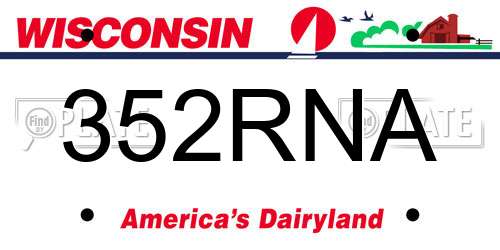 352RNA Wisconsin License Plate