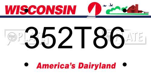 352T86 Wisconsin License Plate