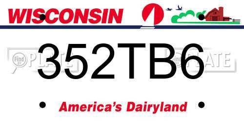 352TB6 Wisconsin License Plate