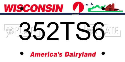 352TS6 Wisconsin License Plate