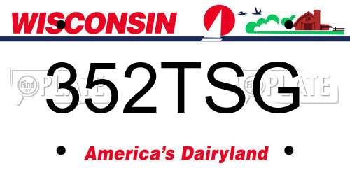 352TSG Wisconsin License Plate