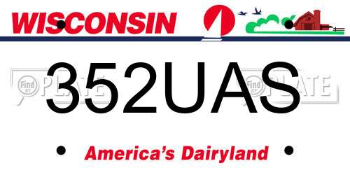 352UAS Wisconsin License Plate