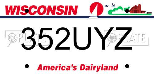 352UYZ Wisconsin License Plate