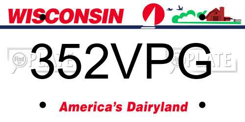 352VPG Wisconsin License Plate
