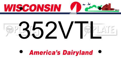 352VTL Wisconsin License Plate