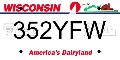 352YFW Wisconsin License Plate