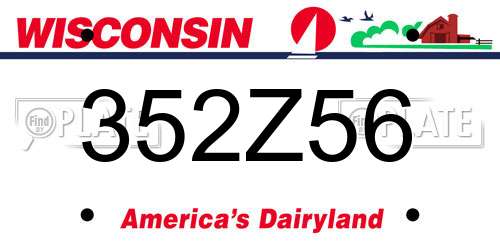 352Z56 Wisconsin License Plate