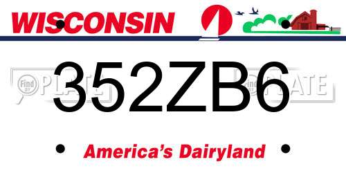 352ZB6 Wisconsin License Plate