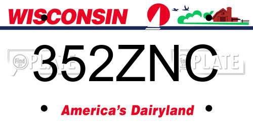 352ZNC Wisconsin License Plate