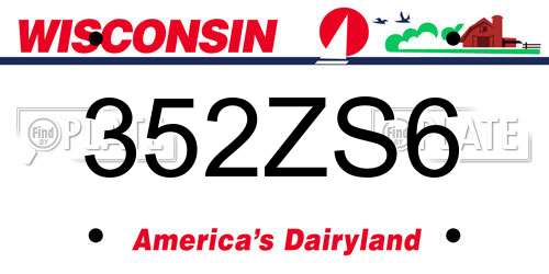 352ZS6 Wisconsin License Plate