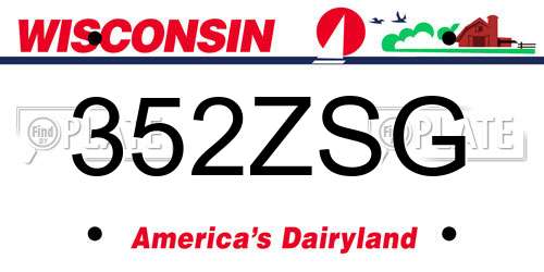 352ZSG Wisconsin License Plate