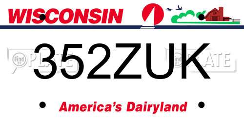 352ZUK Wisconsin License Plate