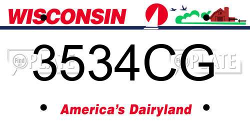 3534CG Wisconsin License Plate