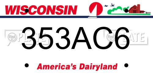 353AC6 Wisconsin License Plate