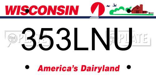 353LNU Wisconsin License Plate