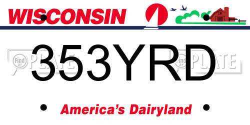 353YRD Wisconsin License Plate
