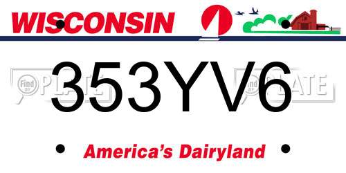 353YV6 Wisconsin License Plate