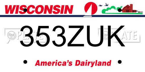 353ZUK Wisconsin License Plate