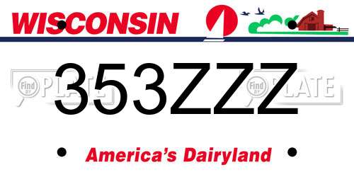 353ZZZ Wisconsin License Plate