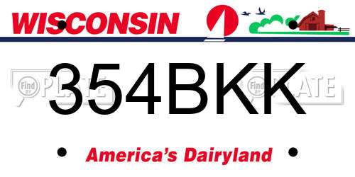 354BKK Wisconsin License Plate