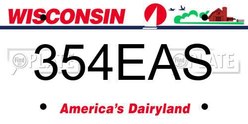 354EAS Wisconsin License Plate