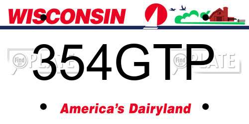 354GTP Wisconsin License Plate