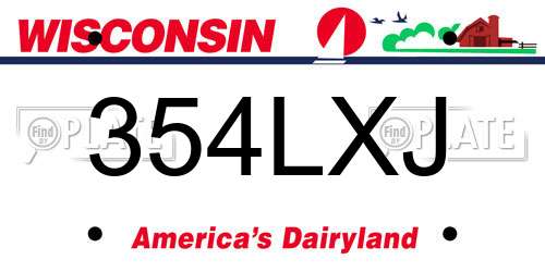 354LXJ Wisconsin License Plate