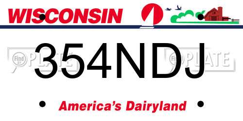 354NDJ Wisconsin License Plate
