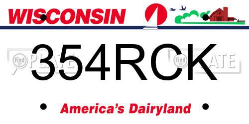 354RCK Wisconsin License Plate