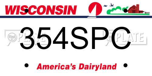 354SPC Wisconsin License Plate