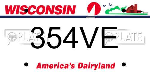 354VE Wisconsin License Plate