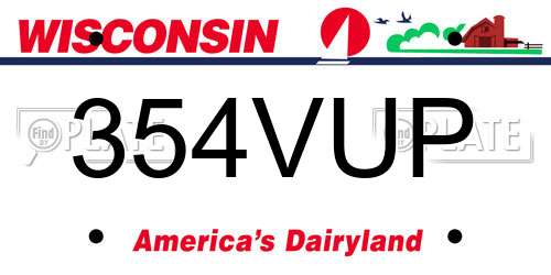 354VUP Wisconsin License Plate